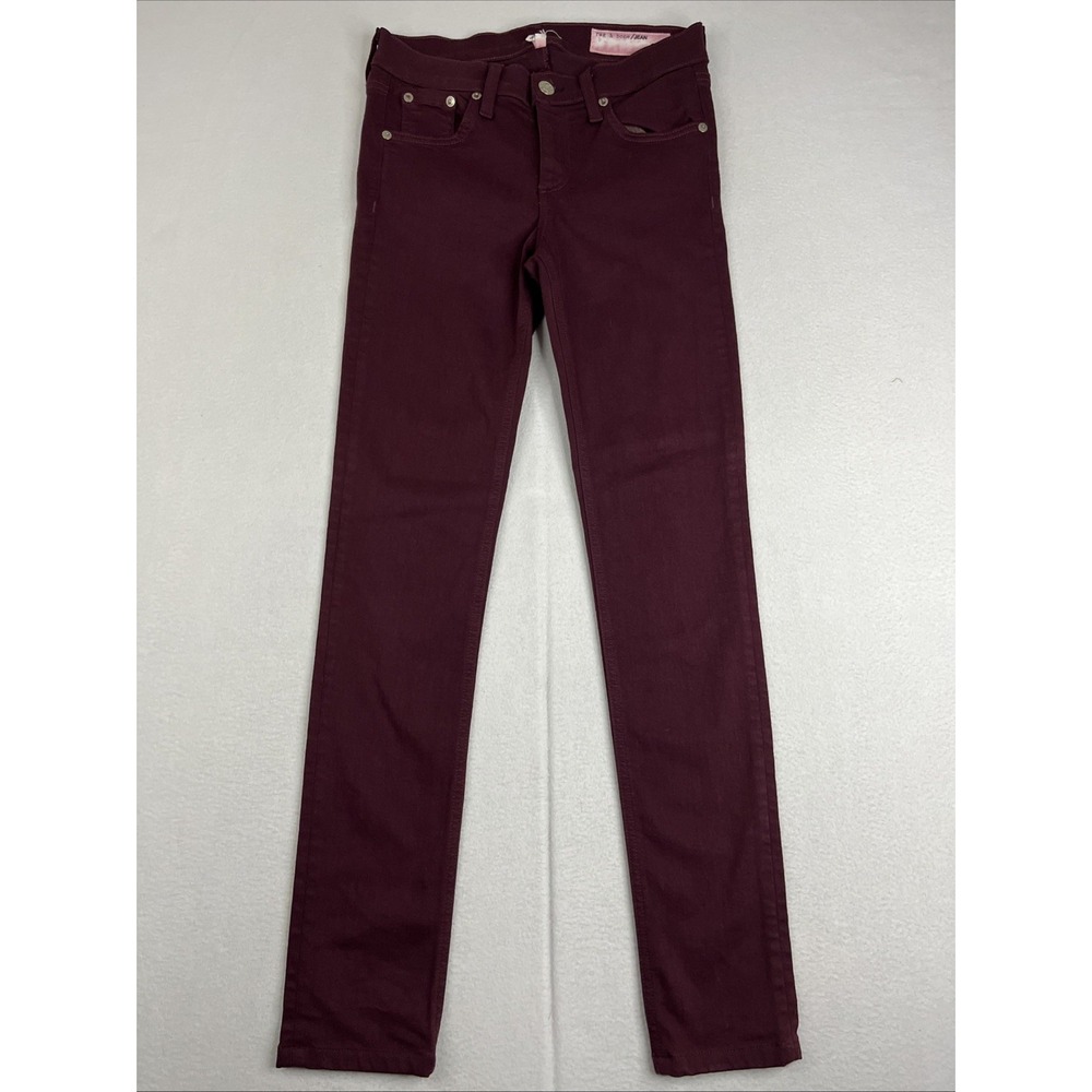 Rag & Bone Womens Stretch Skinny Jeans Size 26 Mid Rise Burgundy W1502K545POR